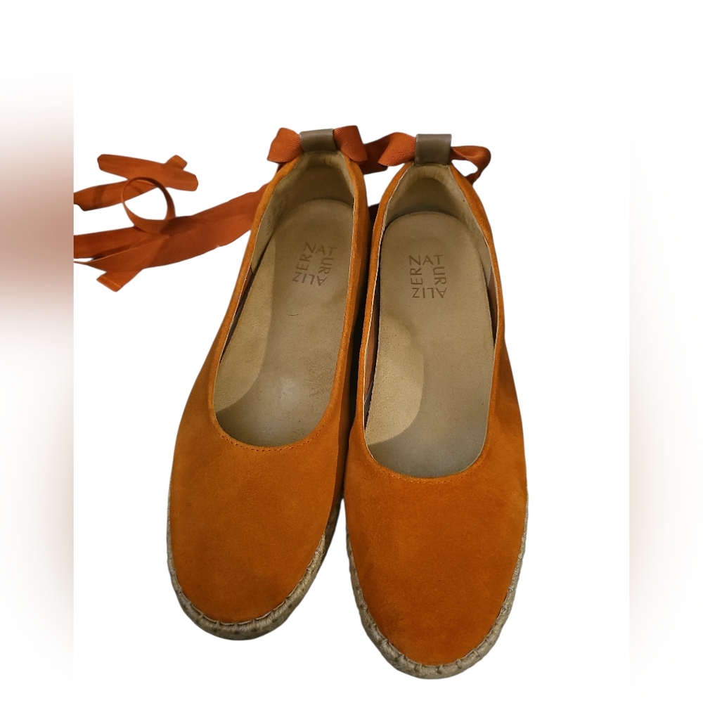 Naturalizer Impress Espadrille Flat - Pottery Orange Suede Shoes Sz 8 - Picture 5 of 8